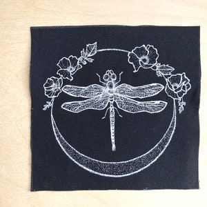 Dragonfly Drawing Patch, Dragonfly Art, Dragonfly Sew on Patch, Dragonfly Patch, Dragonfly Applique, Dragonfly Accessory for Denim image 2