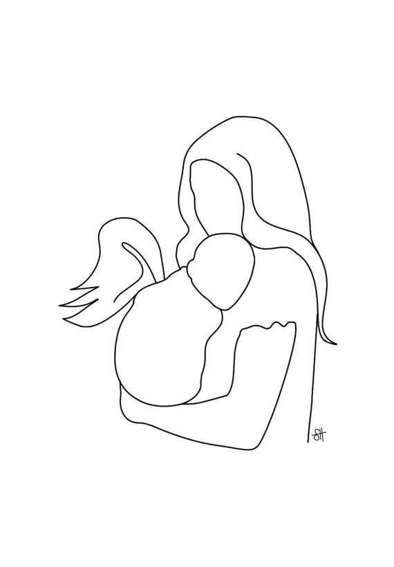 Angel Baby Line Art Miscarriage Line Art Rainbow Baby Art | Etsy