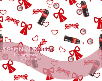Motif aquarelle rétro Cola sans couture | Design estival américain (Téléchargement numérique)