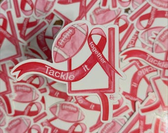Pegatina de concienciación sobre el cáncer de mama, pegatina "Luchemos juntos contra él"