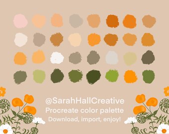 Palette Procreate Groovy | Nuancier rétro années 70 (Téléchargement numérique)