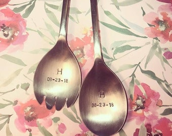 MR & MRS Wedding set anniversary gift love spoon sets matching items adorable idea custom initials dates