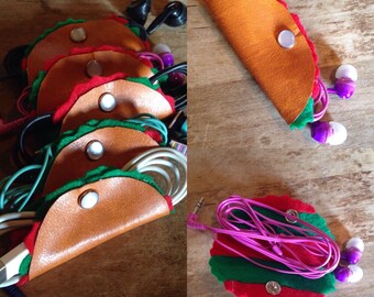 Taco cord keeper organizer for ear buds or charging cords, keep it clean, organize, and neat! Teens love tacos