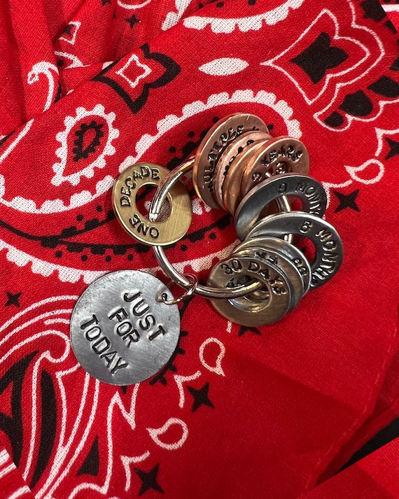 Single Recovery Sobriety Sober keytag INDIVIDUAL tokens coins clean date NA AA Narcotics Anonymous