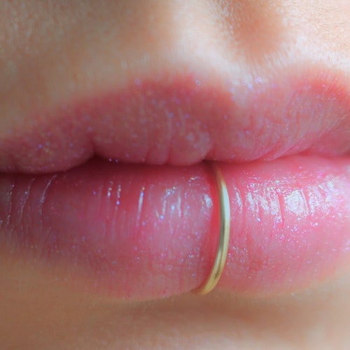 Faux Lip white Opal Jewelry No Piercing Needed Lip nose rings Dainty False Lip Hoops 14K Gold Filled Fake Lip Ring Hoop 