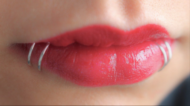 Faux Shark Bites Lip Ring Pair Of Silver Lip Cuffs Fake Body Piercing No Piercing Faux