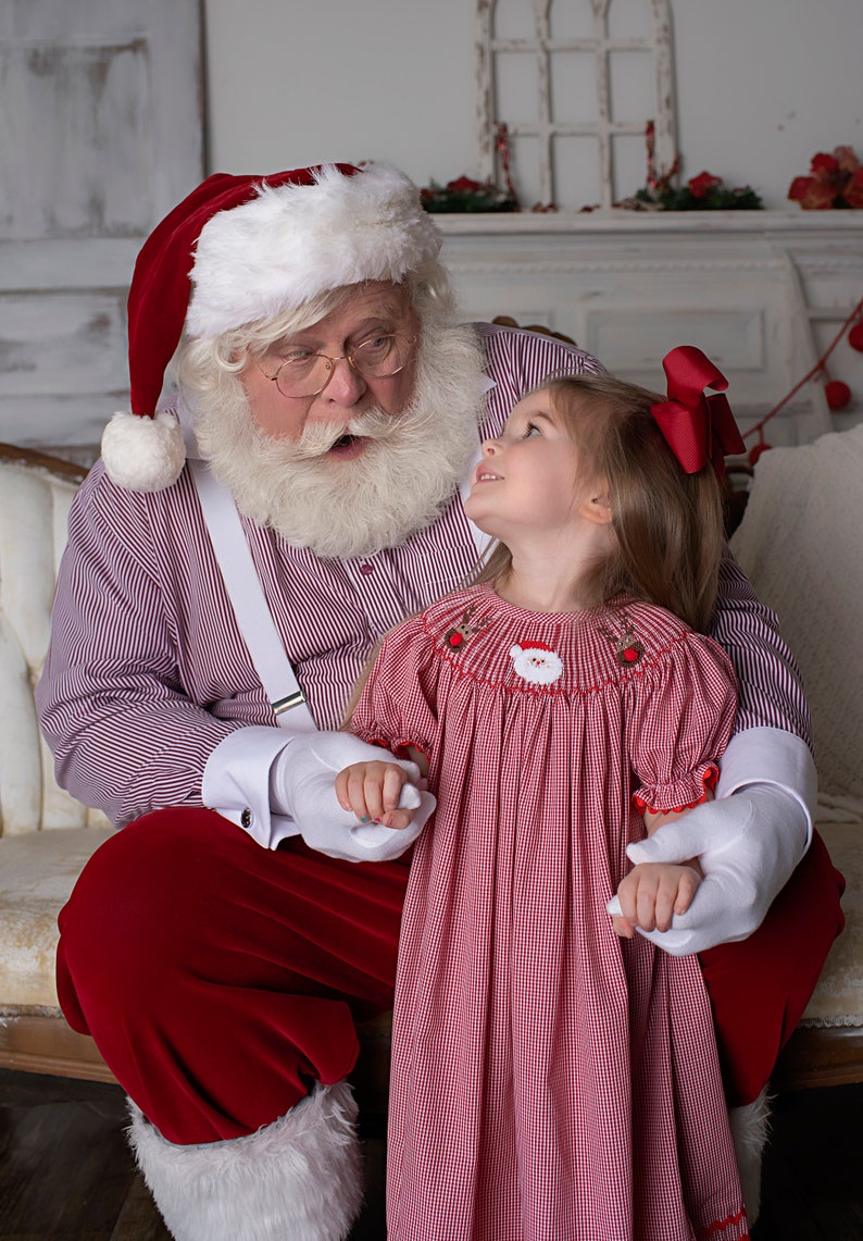 Smocked Santa Matching Santa Outfit Matching Sibling Christmas Sister Brother Santa Coordinating Chrismtas Outfits Santa Outfits