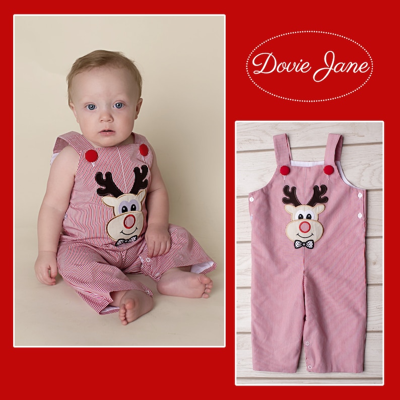 Hand Smocked Snowman Baby Boys Christmas Outfit Longall Overalls