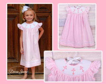 Easter Cross Dress, Girls Dress, Toddler Dress, Baptismal Dress, Christening Dress, Dedication Dress, Baby Girl, Girls Bishop Dress,