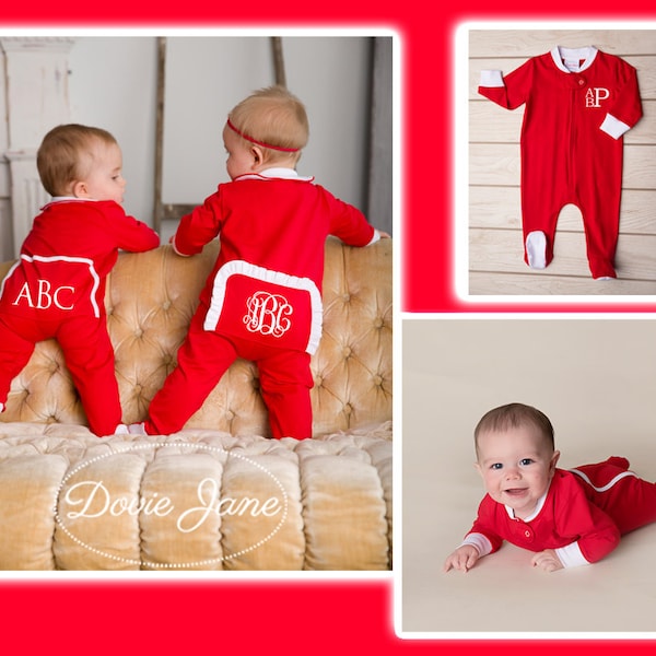 Drop Seat Pajamas, Long Johns, Butt Flap, Baby Christmas Pajamas, Baby Christmas PJ's, Baby Christmas PJ's, Monogram Pj's, Personalized PJ's