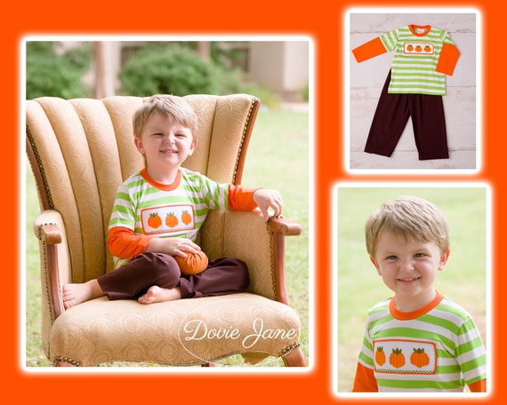 smocked pumpkin boy outfit