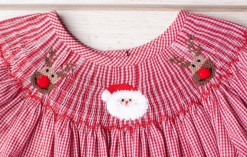 Smocked Santa Matching Santa Outfit Matching Sibling Christmas Sister Brother Santa Coordinating Chrismtas Outfits Santa Outfits