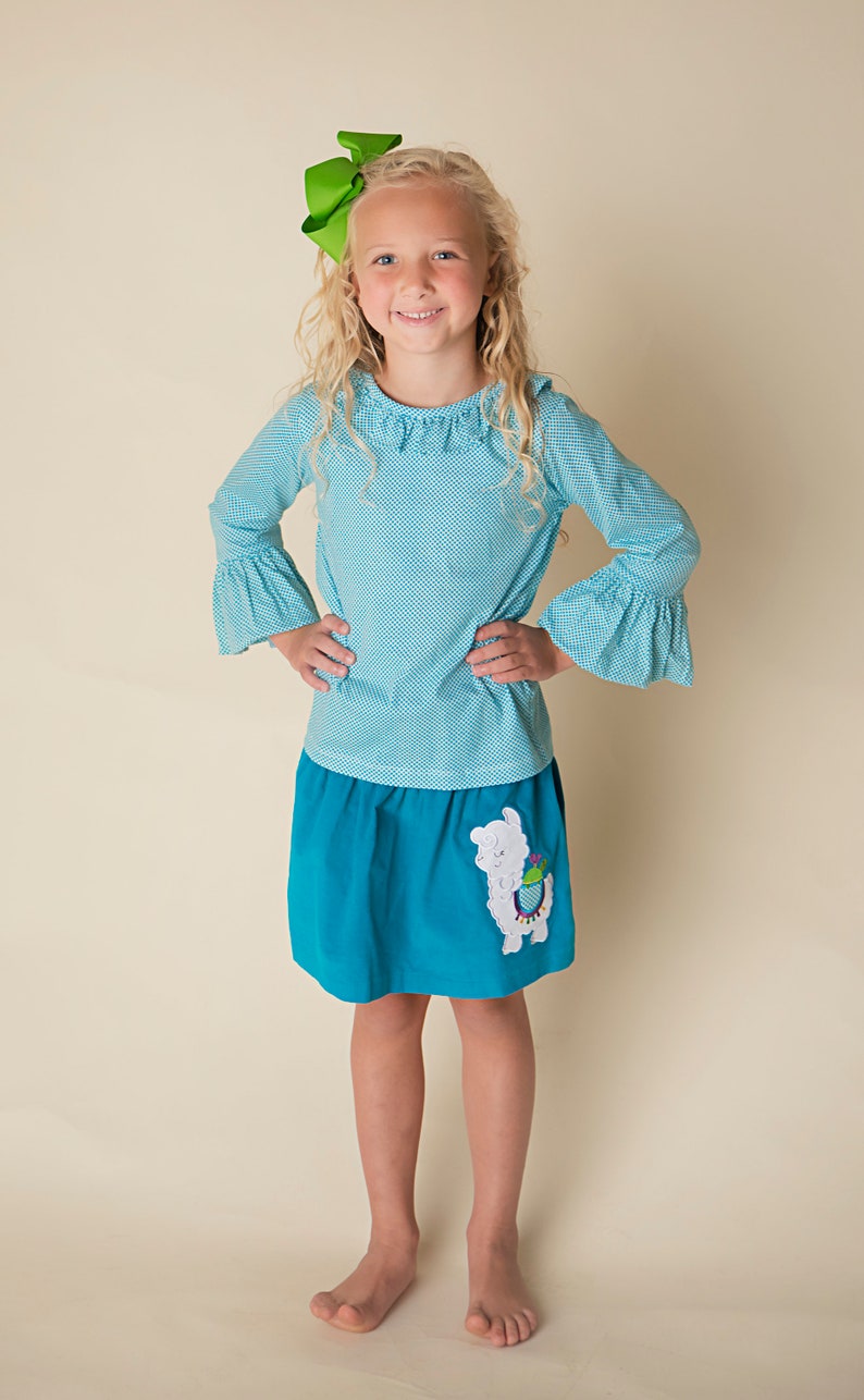 Ruffle Top Llama Girl Set Llama Outfit Kindergarten Outfit Outfit Set Fall Long Sleeve Toddler Shirt Girls Fall Outfit Clothing