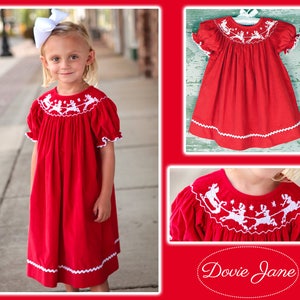 Snow Outfit Toddler Girl Winter Smocked Dress Christmas Girls Dress Christmas Dress Snow Dress Smocked Dress Girls Smocked Bishop