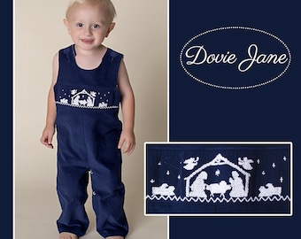 Nativity Longall, Christmas Longall, Navy Christmas, Boy Christmas, Boy Nativity, Toddler Boy, Christmas Outfit, Nativity Smock,