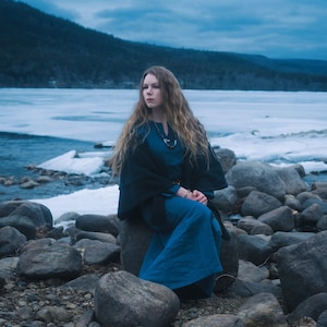 Blue Linen Viking Age Dress