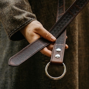 Mens Medieval Ring Belt With Viking Age Art