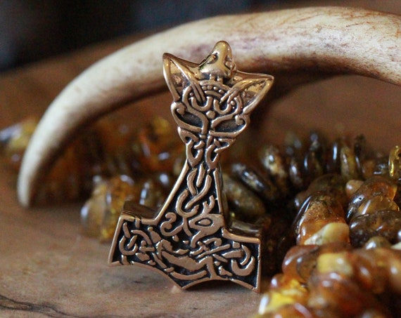 Hand Casted Serpent Bronze or Sterling Silver Mjolnir
