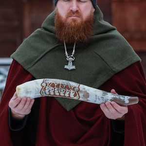 Viking Ship WarHorn W/ Adjustable Leather Shoulder Strap