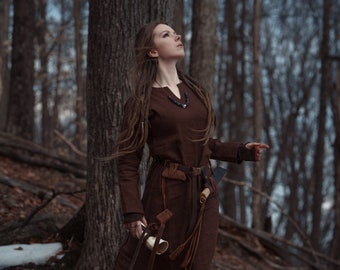 Brown Linen Viking Age Dress