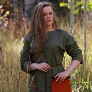 Green Linen Viking Age Dress