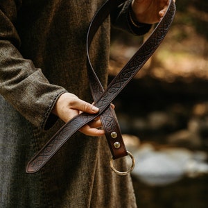 Mens Medieval Ring Belt With Viking Age Art