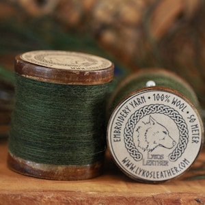 Green Sewing and Embroidery Thread 100% wool image 1