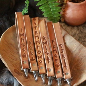 Elder Futhark Leather Lanyard Norse Gods