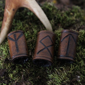 Runic Leather Viking Hair/Beard Bead