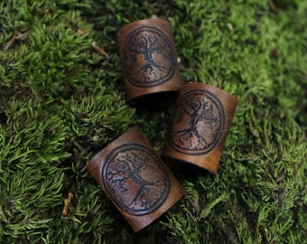 World Tree Hair/Beard Bead In Leather