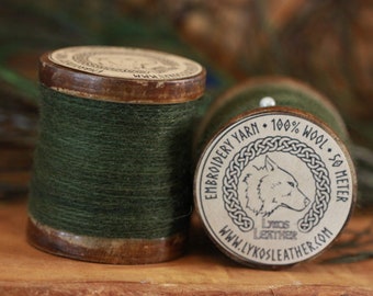 Green Sewing and Embroidery Thread 100% wool