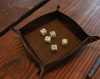 Dice Rolling Leather Tray