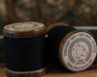 Black Sewing and Embroidery Thread 100% wool