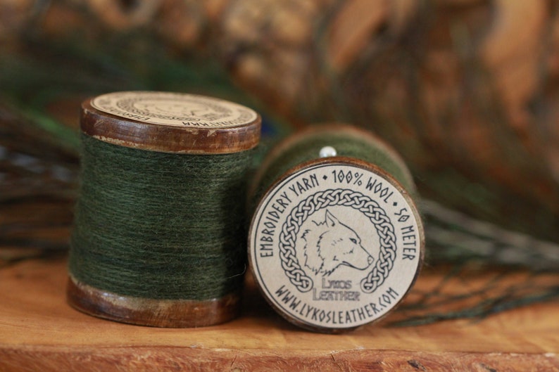 Green Sewing and Embroidery Thread 100% wool image 1