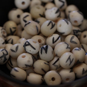 Hand Carved Elder Futhark Bone Beads