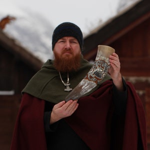 Viking Beast Drinking Horn W/ Adjustable Leather Shoulder Strap