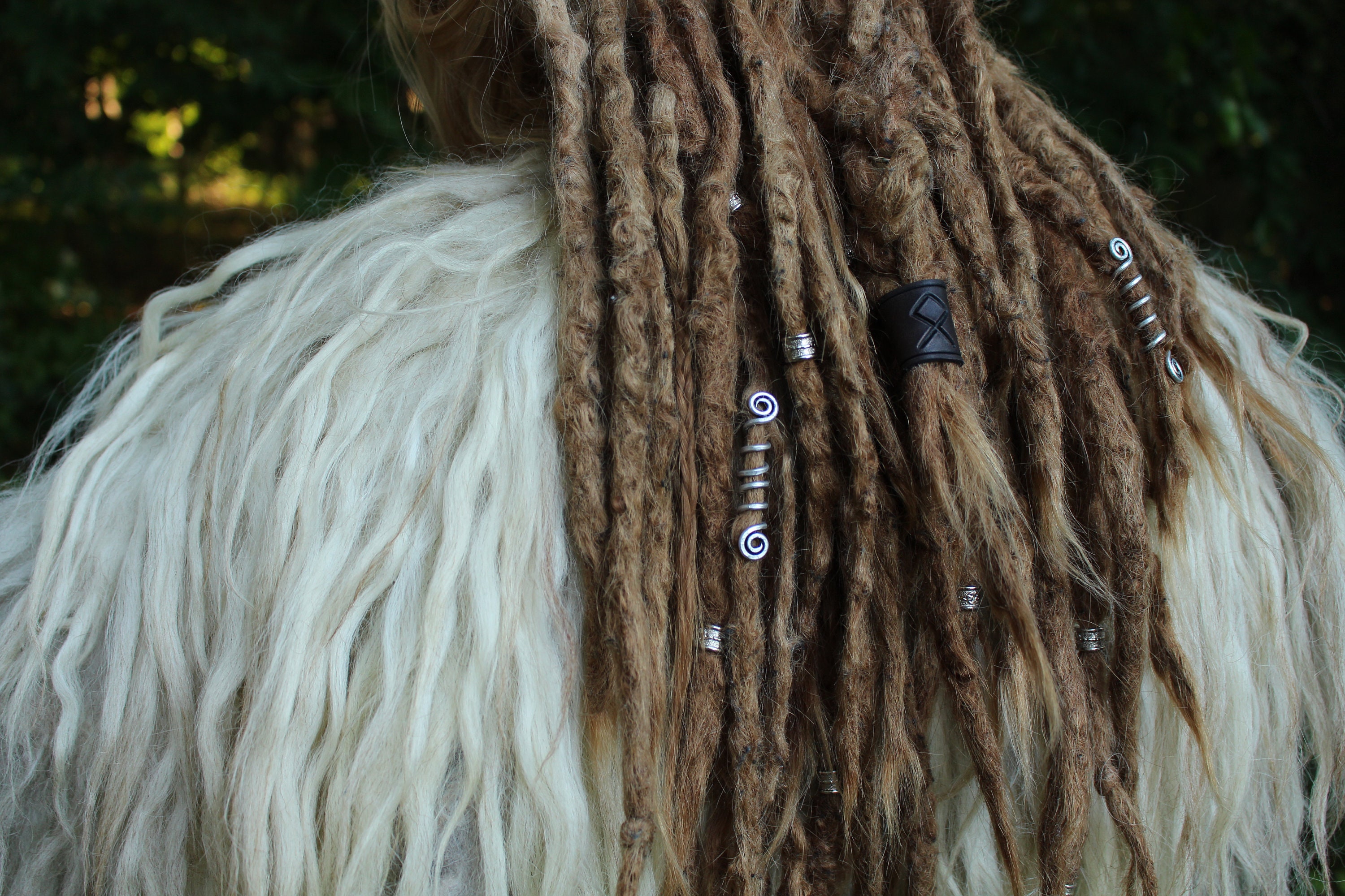 Large Runic Leather Viking Hair/Beard Bead