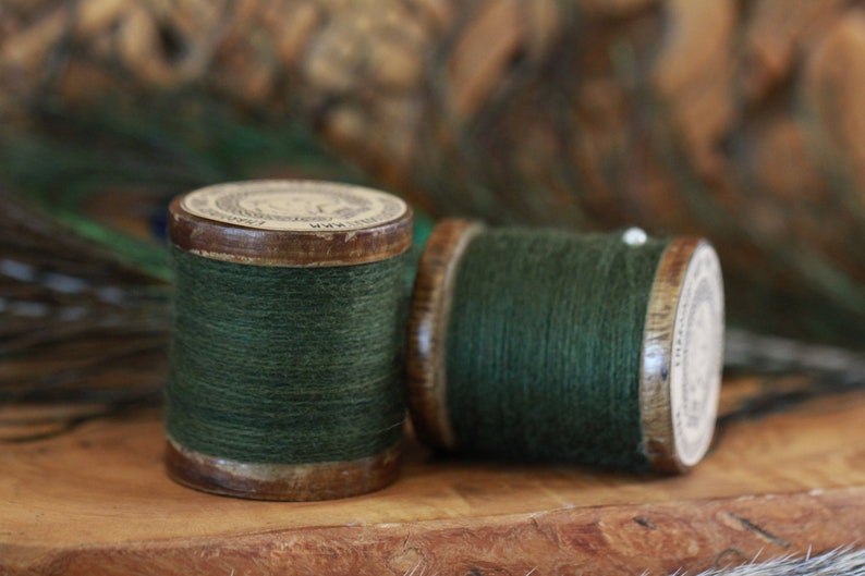 Green Sewing and Embroidery Thread 100% wool image 2