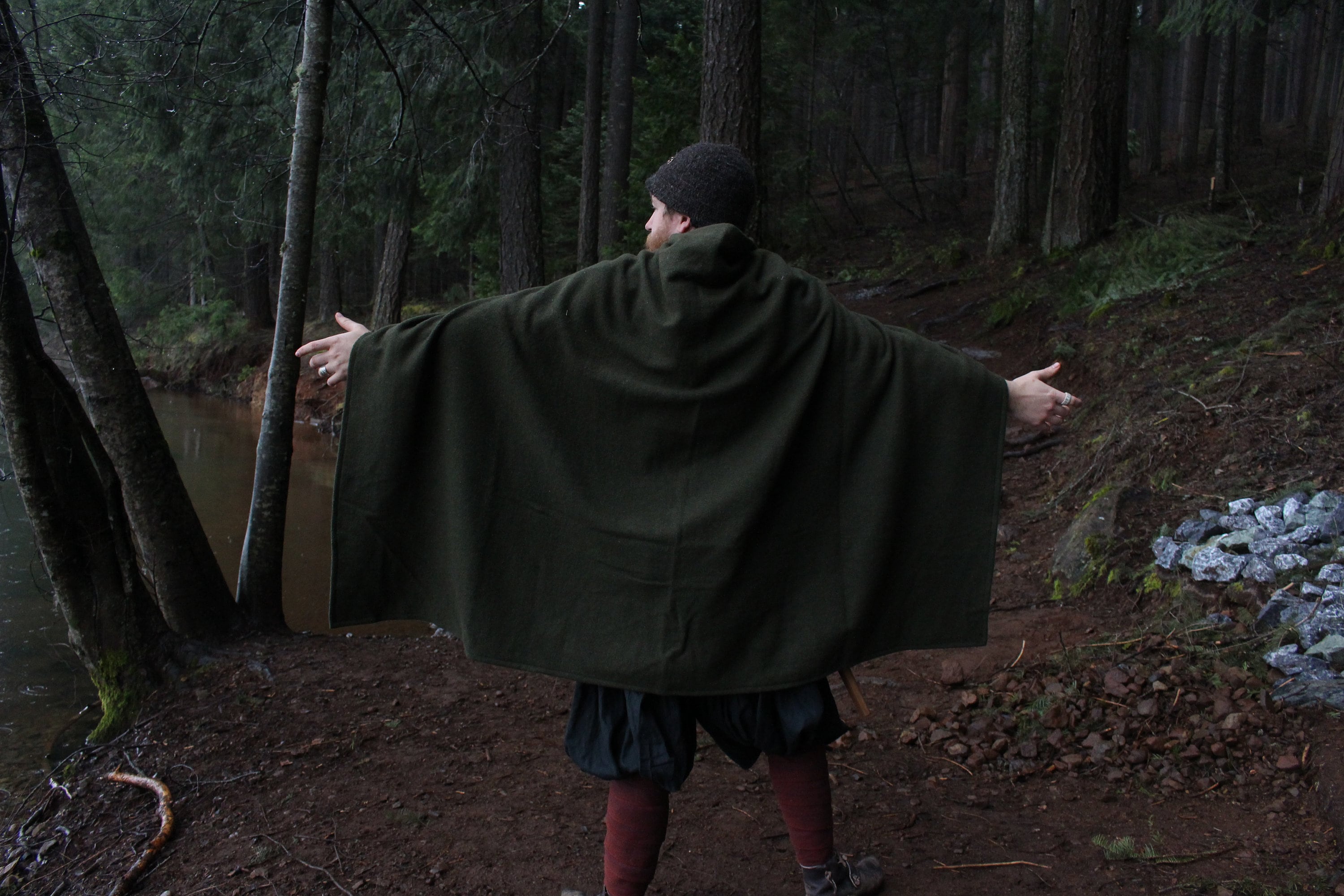 Viking Wool Rectangle Cloak in a range of solid colored wool historical