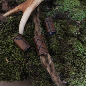 Runic Leather Viking Hair/beard Bead - Etsy