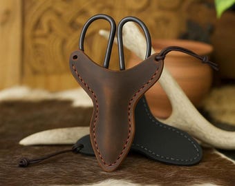Viking Reenactment Scissors with Leather Sheath or Blade Tip Cover – Historical Sewing Tool in 3 Sizes
