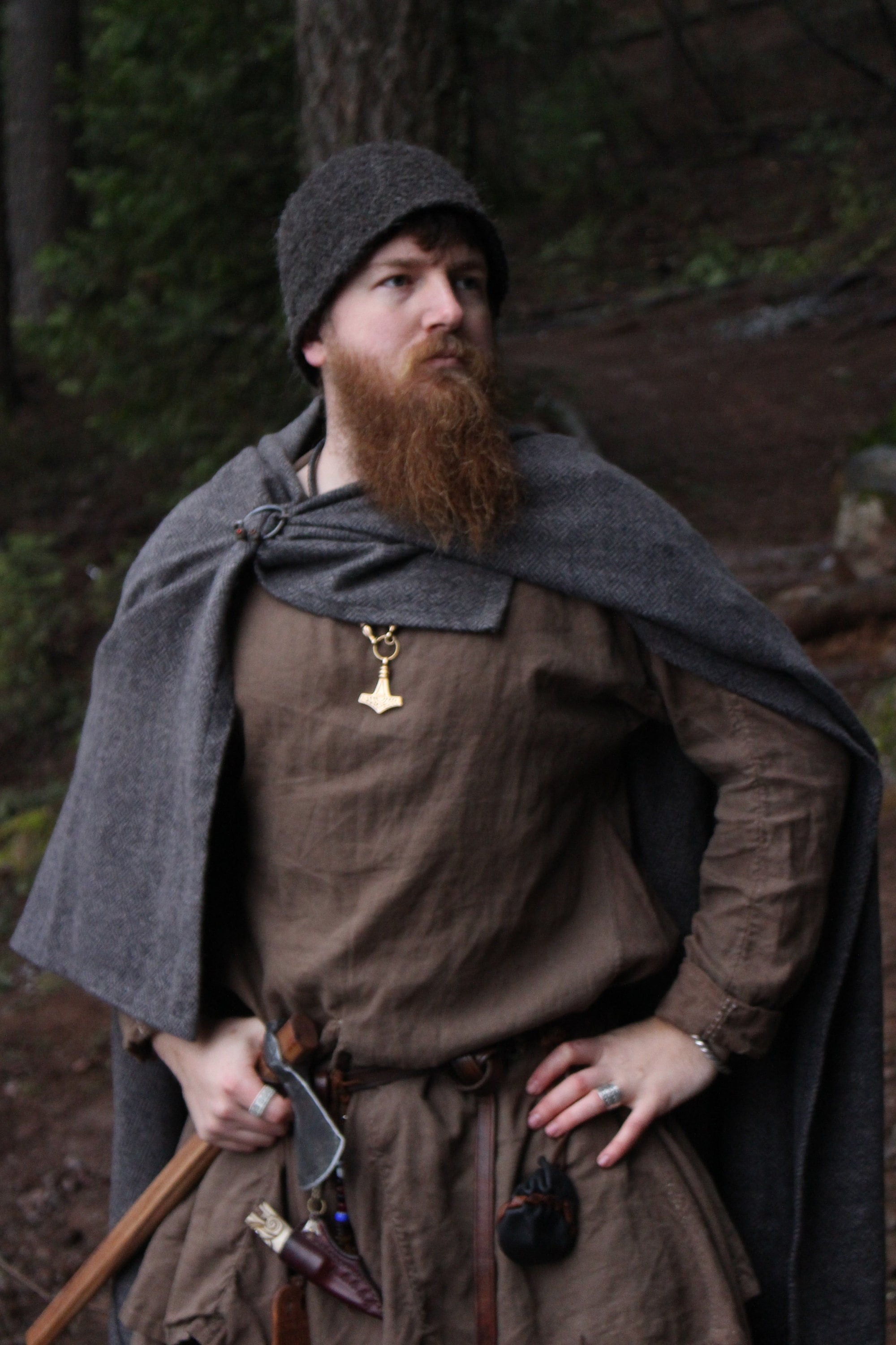 Viking Cloak Charcoal Grey Diamond Twill Wool Rectangle