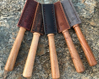 Handcrafted Leather Stitching Awl: Wood Handle, Optional Sheath