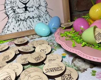 Wooden Easter Egg Tokens Engraved Reusable
