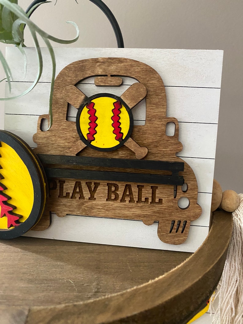 Softball Tiered Tray Set customizable player number image 5
