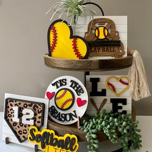 Softball Tiered Tray Set customizable player number image 1