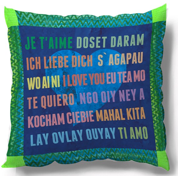 Love in Many Languages Pillow Etsy