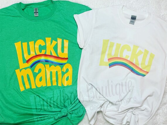 Lucky Mama Shirt, Rainbow  Mama, Mommy and Me Shirt Set, Mommy and Me Outfit, Matching Mom Baby Set, Mama and Mini shirts, St. Pat Mom Shirt
