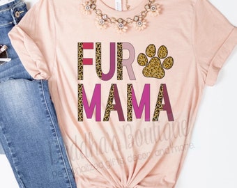Fur Mama Shirt, Boho Leopard Pet Shirt, Rainbow Cheetah Dog T-Shirt, Dog Lover Shirt, Dog Mama Shirt, Fur Mom Sweatshirt, Paw Print Crewneck
