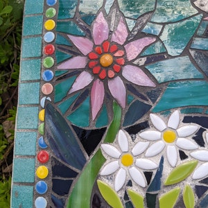 Mosaic Painting Flower Garden Ornament Stained Glass Mosaic Ready to Hang Outdoors Handmade Focal Piece Gifts image 7